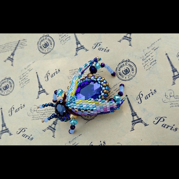 Handmade beetle brooch